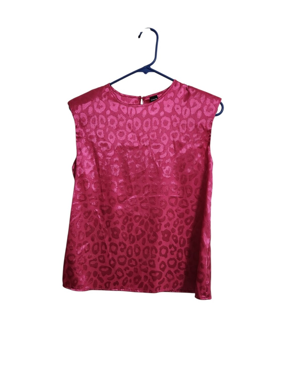 SHEIN Fuchsia Leopard Jacquard Sleeveless Top